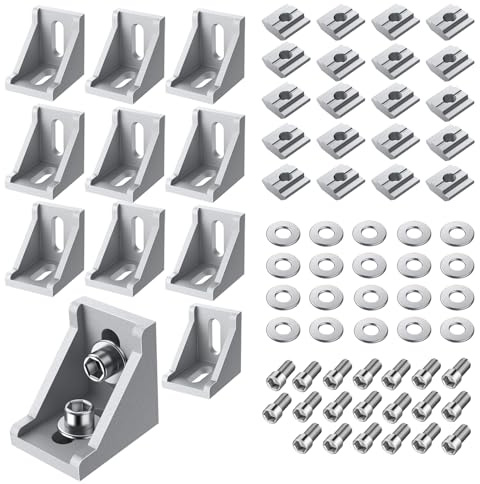 EYPINS 10X ALU Winkelverbinde, Aluprofil 30x30 30x60 Nut 8 Aluminium 90 Grad Winkel Raster Profile Aluwinkel Eckwinkel Eckverbinder Wandhalter für Strebenprofil, 3D-Drucker CNC-Fräser Robotikprojekte