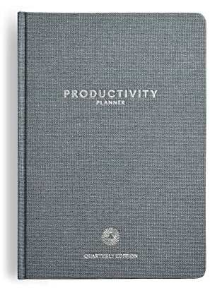 Intelligent Change A5 Quarterly Productivity Planner (3 Months) - 90 Day Life Planner for Focus and Time Management - Project Organizer with Habit and Mood Trackers - Minimalist Black Notebook