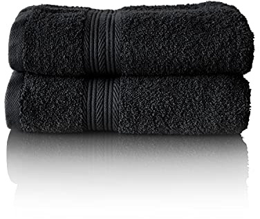 Glart Juego de toallas de rizo prémium en 6 colores y 5 tamaños 2 toallas de lavabo de 50 x 100 cm, negro