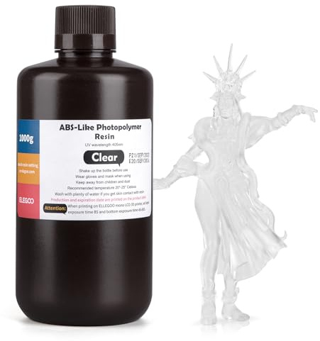 ELEGOO ABS-Like 3D Drucker Resin LCD UV-härtendes Harz 405nm Standard Photopolymerharz für LCD 3D Drucker Klar 1000g