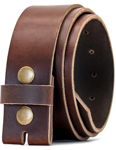 Ashford Ridge 40mm Gürtel aus Vollnarbenleder mit Druckknöpfen - Antikbraun mit Messing Nieten - 100cm (115cm Gesamtlänge)