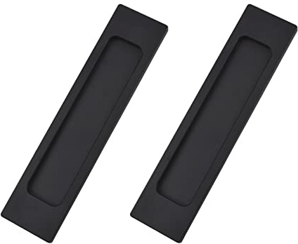 MOROBOR Selbstklebende rechteckige Schiebetürgriffe, 2 Stück, mattschwarze Aluminiumlegierung, bündig, stanzfreier Griff für Schiebetüren, Fenster, Schränke