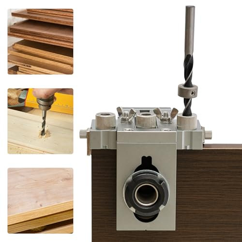 Doweling jig kit 3-in-1, Tasche Loch Bohrschablonen-set mit Positionierungsclip Bohrer Perforator Bohrer 0,2/0,31/0,39 Zoll für Holz DIY Sein