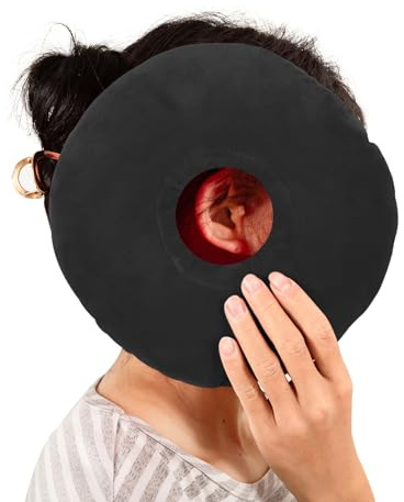 UKTYUAS Coussin pour piercing de 22,9 cm, coussin en forme de O avec trous pour les oreilles, coussin en forme de beignet pour piercing à l'oreille, coussin pour les personnes dormant sur le côté