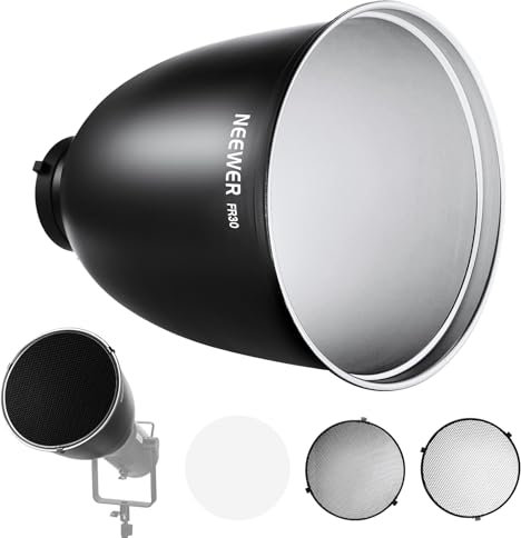 NEEWER 11.6/29.5cm Deep Focus Reflector Bowens Mount with 15°/30° Honeycomb Grids & Soft Cloth, 45° Diffuser Lamp Shade Compatible with Godox NEEWER Studio Strobe Flash Light Speedlite, FR30