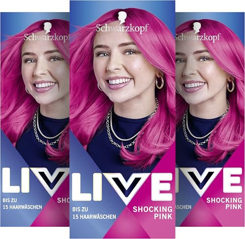 Schwarzkopf LIVE Ultra Brights Semi-Permanente Haarfarbe 093 Shocking Pink (3 x 80 ml), Coloration für intensive oder pastellige Farbergebnisse, hält 12–15 Haarwäschen, mit Pflege-Conditioner