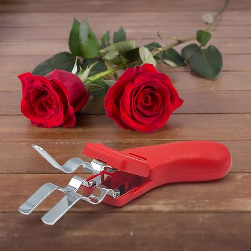 Spinarose profesional para floristas – Quita espinas de rosas y flores cortadas con cuchillas onduladas de metal, mango ergonómico y protección del tallo – Herramienta perfecta para flores y