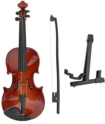 Respicefinem 17cm Miniatur Holz Violine Modell aus mit Ständer Detailreich Handwerk Musik Instrument Dekoration für Desktop Wohnzimmer Studie Büro für Musikliebhaber