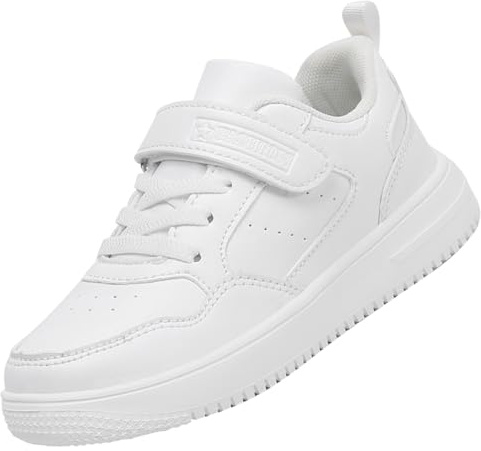 Dhinash Zapatillas Deportivas Sin Cordones para Niños Zapatillas Casual Zapatos para Uniformes de Escuela Calzados para Correr en Asfalto Exterior Interior Zapatos de Running Blanco Talla 38