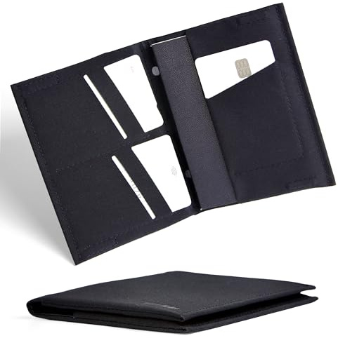 SlimFold Minimalistische Reisepasshülle – Ultradünnes Brieftaschen-Design mit AirTag-Schlitz, RFID-Blockierung – hält 2 Reisepässe mit Magnetverschluss für sicheres Reisen
