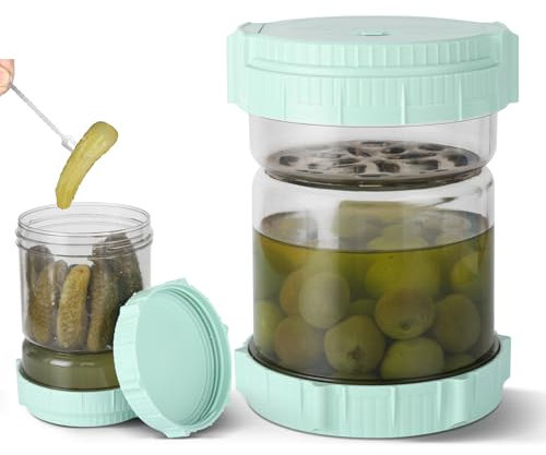 Cozary Barattoli con Coperchio 1479ml/50oz, Contenitore Ermetico per Alimenti in ABS con Maniglia e Forchetta, Senza BPA, Lavabile in Lavastoviglie, Contenitori Plastica Kimchi Barattoli per Sottaceti