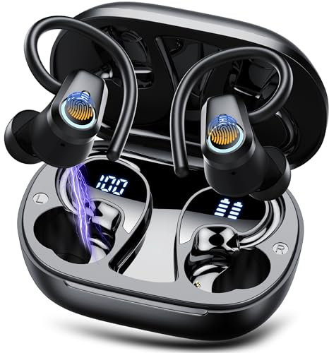 Ecouteurs Bluetooth sans Fil, Oreillette Bluetooth 5.3 HiFi Stéréo, 4 ENC Réduction Antibruit Mic, 40H Durée Lecture, IP7 ecouteurs sans Fil Écran LED, Contrôle Tactile, Ecouteurs pour Android, Noir