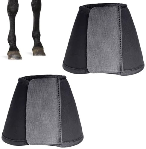 DONGKER Hufglocken, 1 Paar Hufschutz Gamaschen, Neopren Springglocken mit Klettverschluss für Pferde für Reisen, Training, Reitschild, Weideschutz gegen Hufschlagtraumata