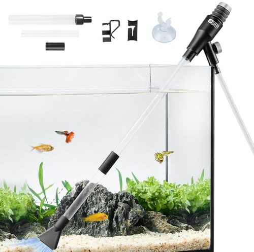 KBIBCK Aquariumreiniger, Aquarium-Kiesreiniger mit Wasserdurchflussanpassung, Mini manueller Fischtank-Staubsauger, für Wasserwechsel, Mist, Reinigung von Kies