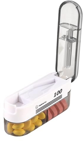 GkgWuxf Coupe-Compimés Compact - Coupe Médicaments Réglable et Accessoires | Mini Découpeur Pilules | pour Seniors Patients Aidants Voyageurs Enthousiastes de Santé Bureau Routine Matinale Soins