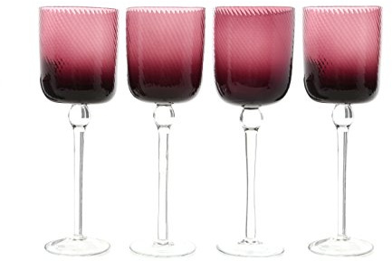 Premier Housewares Nile Wine Glasses, Purple, 9 x 9 x 25 cm, Set of 4