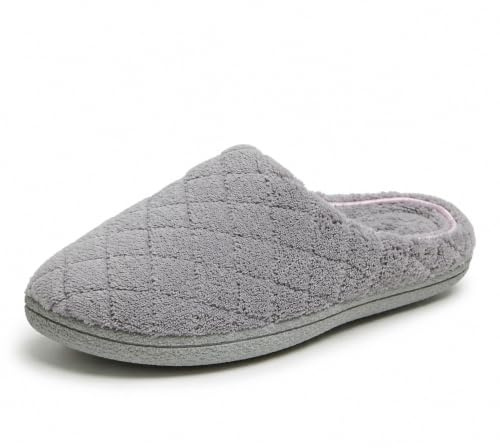 Dearfoams Women's Velour Clog Slipper, gris moyen, X-Large Wide