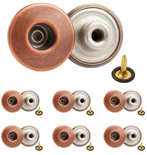 Trimming Shop 14mm Messing Jeans Knopf, langlebige Reißverschluss Knöpfe mit Rückenstiften Niet für die Reparatur von Kleidung, Jeans, Jacken, Röcke, Kupfer, 10 Stück Set