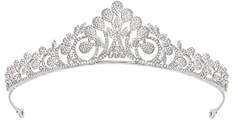 YYSuniee Cubic Zirkonia Festzug Tiara Stirnband zierlich Silber plattiert Messing Hochzeit Tiara für Frauen Geschenk