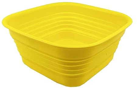 SAMMART 8L zusammenklappbare Wanne – Faltbare Geschirrwanne – tragbares Waschbecken – platzsparende Kunststoff-Waschwanne (Gold-gelb)