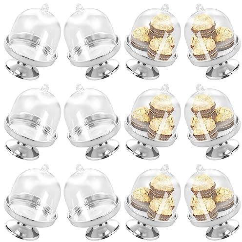 WSAMJIN 12 pezzi Mini supporto per torta, mini campana di vetro per torta Campana di muffa con campana di formaggio Bonnet e piede per la decorazione della tavola di nozze