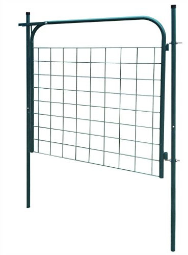 Gecheer Trädgårdsstaketgrind av galvaniserat stål, trädgårdsgrind staketdörr trädgårdsdörr, trädgårdsstaket, dörr 100 x 100 cm, stolphöjd: 150 cm, grön