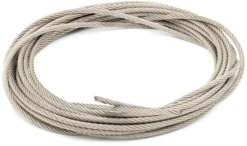 ALFA LOGISTIK Edelstahlseil 4mm Durchmesser 3m Länge - Edelstahl Drahtseil - Edelstahldrahtseil Meterware Edelstahlseile - Edelstahl Seil