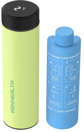KEKHEALTH Tazza Refrigerata per Insulina con Visualizzazione Della Temperatura, Borsa Termica per Insulina 1-3 Penne, Borsa Termica Medicinali, Kit Diabetici con Impacchi di Ghiaccio(Verde Cedro)