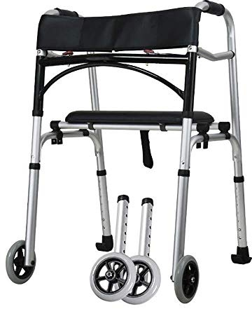 Gehhilfe, Floding Walker, Aluminium-Rollator, Gehhilfe mit Sitz, zusammenklappbaren Rollen, Gehgestell für ältere Erwachsene, Mobilitätshilfe, leicht, höhenverstellbar, interessant (A)