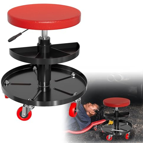 HENGMEI Sgabello da officina con rotelle a 360°, con scatola di immagazzinaggio (tipo B)