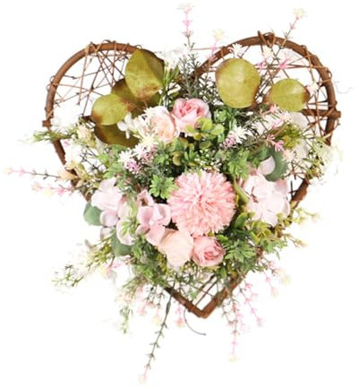 Warmhm künstliche Girlande Halloween-Kranz Türkränze Weihnachtskranz Kranz für Haustür wandverkleidung Easter Wreath hängende Girlande dekorativer Osterkranz hölzernes Rattan Rosa
