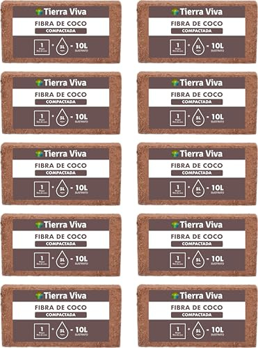 Fibra de Coco para Plantas Natural 10 x 10L | Sustrato de Coco ecológico para Plantas, huerto Urbano, semilleros, Grow y vermicomposteras
