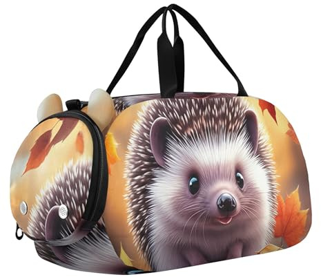 Colorido collage de razas de perros, detalles únicos de expresiones, bolsas de lona para viajes, bolsas de noche para niños pequeños con correa para el hombro, bolsa de lona para niños, Hoja de arce