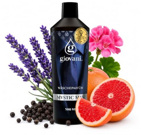 Giovani Wäscheparfüm MYSTIC MAN 500 ml | Intensiver Herrenduft mit Grapefruit, schwarzem Pfeffer & Lavendel | Würzig, frisch Wäscheduft mit sinnlich-maskuliner Note | (100 Waschungen)