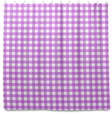 Tenda da doccia decorativa a scacchi viola e bianca in materiale idrorepellente con gancio in poliestere lavabile chic tende da doccia per stampa cortina de tela para ba?o 72 x 72