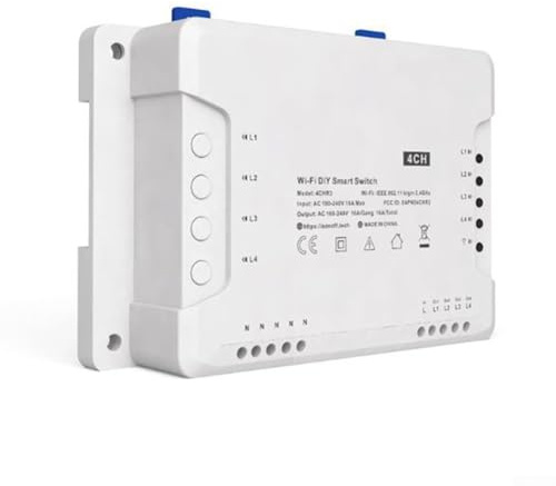 Pumixiy App Controlled Switch 4 Channel for Relay Module for Home Wi-Fi, Voice Control Light Automation, Wall Mount Network Switch for Devices(for 4CH R3)