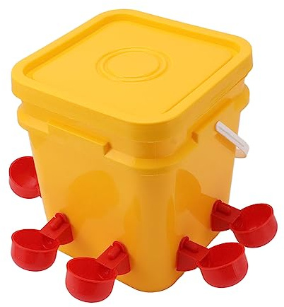 Abbeveratoio automatico per polli, tazze per mangiatoia per ciotola per abbeveratoio automatico per polli con secchio portatile da 12 litri Attrezzatura per bere pollame per (Secchio+Nuova ciotola