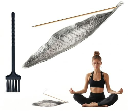 JYXNU Quemador de Incienso Soporte de Incienso en Forma de Hoja Porta Incienso de Metal Quemador Incienso Soporte Incienso Varilla para el Hogar, Sala de Yoga, Sala de Meditación(B)