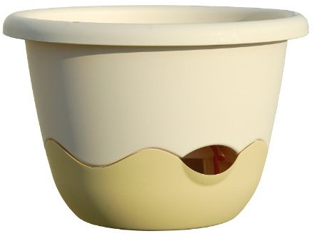 Plastia Pot de Fleur MARETA ø 30 Suspension + indicateur de Niveau d’Eau Ivoire Clair + Ivoire foncé