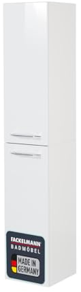 FACKELMANN Hochschrank B. CLEVER/Badschrank mit Soft-Close-System/Maße (B x H x T):ca. 30 x 159 x 32 cm/hochwertiger Schrank/Möbel fürs WC oder Badezimmer/Korpus: Weiß/Front: Weiß