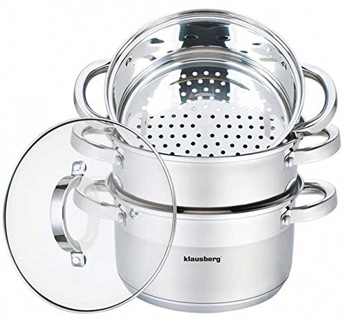 Produktbild Klausberg Mantowarka Dampfkocher 24cm Set Induktion Kochtopf Dampfgarer Glasdeck (4 Elemente)
