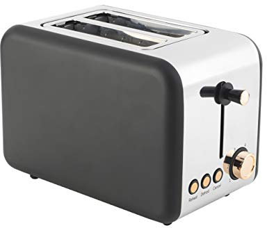 Salter EK2652RG 2-Slice Toaster, 850W, Rose Gold/Black, Extra Wide Slots for Thicker Items, Removable Crumb Tray, Cancel & Reheat Function, 6 Levels of Browning Control