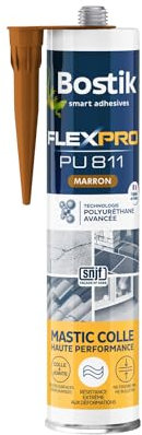 Bostik Mastic Colle Flexpro PU811 – Colle et Jointe Tous Matériaux – Multi-Usages – Intérieur/Extérieur et Milieux Humides – Formule Polyuréthane Haute Performance – Couleur : Marron – 300 ml