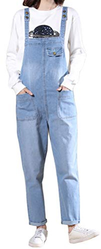 Tomwell Mujer Vaquero Petos de Pantalones Jumpsuit Largo Verano Casual Mono Moda Bolsillos Overol Monos Vaqueros de Mezclilla Pantalones con Pechera Salvajes Boyfriend Jeans Azul XL