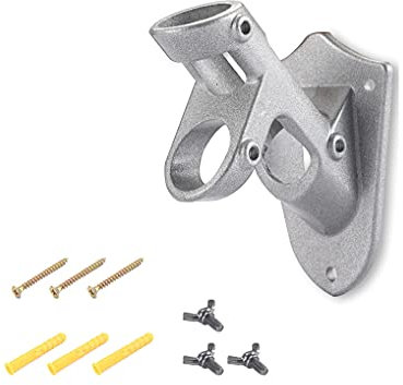 Hsthe Sea Two-Position Metal Flag Pole Holder Wall Mount Bracket Hardwares Aluminum Alloy Antirust Wind Proof Flag Bracket With 4 Fixing Screws (Flash Silver Colour)