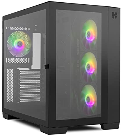 NOX XTREME PRODUCTS ASTRA- Micro ATX Mid-tower;ATX, Sidan och Främre Härdat glas, ARGB LED easylink fläktar, upp till 10 fläktar, grafik Stor storlek, USB 3.0, Svart
