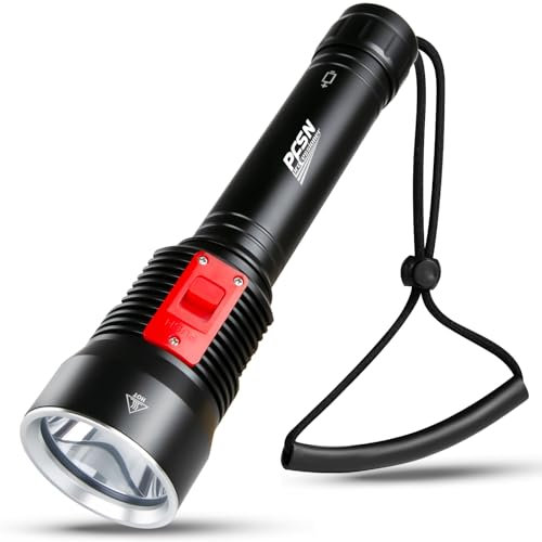 PFSN - Linterna de buceo profesional de 4000 lúmenes, impermeable a 100 m, linterna subacuática para buceo, linterna LED recargable, el mejor equipo para espeleología, esnórquel, pesca submarina