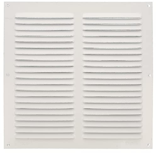 Amig - Fyrkantigt aluminiumgaller med myggnät - Ventilationsgaller för luftutlopp - Perfekt för köks- och badrumstak - Mått 250 x 250 mm - Vit