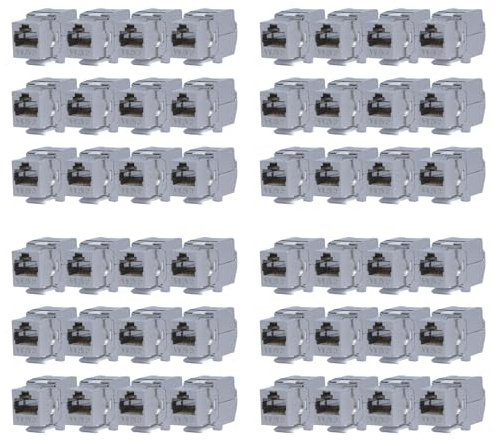 KOSCOM CONNECT 48x Keystone Modul CAT6A | STP RJ45 Einbaubuchse für Netzwerk-Leerdose & Patchpanel | vollgeschirmt I bis zu 10 Gbit/s & 500 MHz | werkzeugfreie Snap-In Montage | AWG 22-25