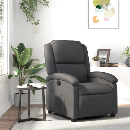 ShGaxin Relaxsessel Grau Echtleder, Fernsehsessel, Kinosessel, Lesesessel, Tv Sessel, Ohrensessel, Armsessel, Seselstuhl Wohnzimmer - 371792